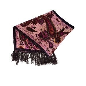 Collection Eighteen Paisley Burnout Velvet Fringe Scarf Whimsigoth Fairy Gothic